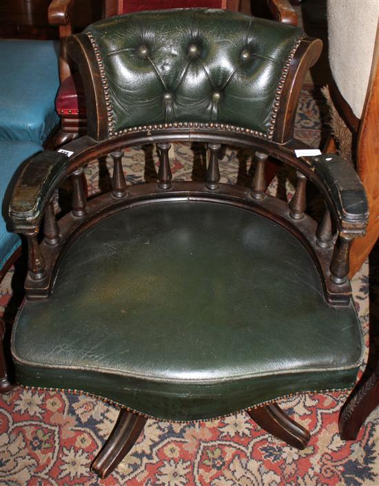 Leather button back Captains chair